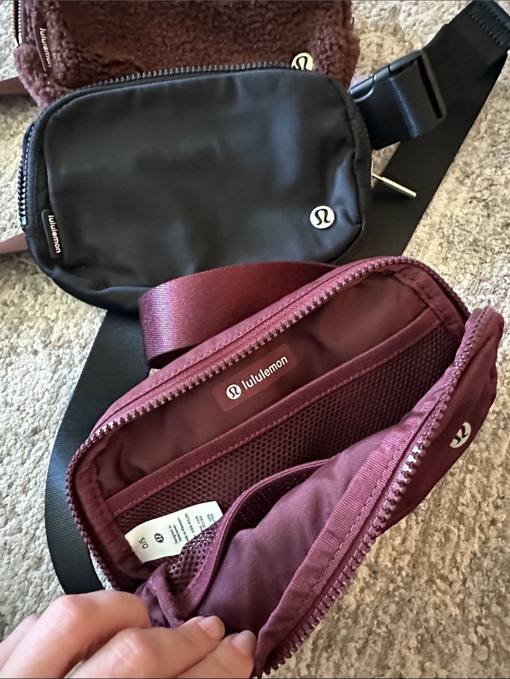 Lot of 3 Lululemon Black and Burgundy and brown Everyday crossbody Belt Bags - Picture 3 of 8